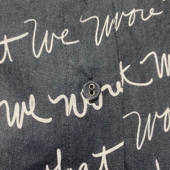 WeWoreWhat Black Scrip Print Cover Up Shirt Dress Small Linen New Beach Resort - Picture 8 of 12